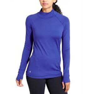 Athleta Blue Superluxe Half Zip Long Sleeve Athletic Top, size S